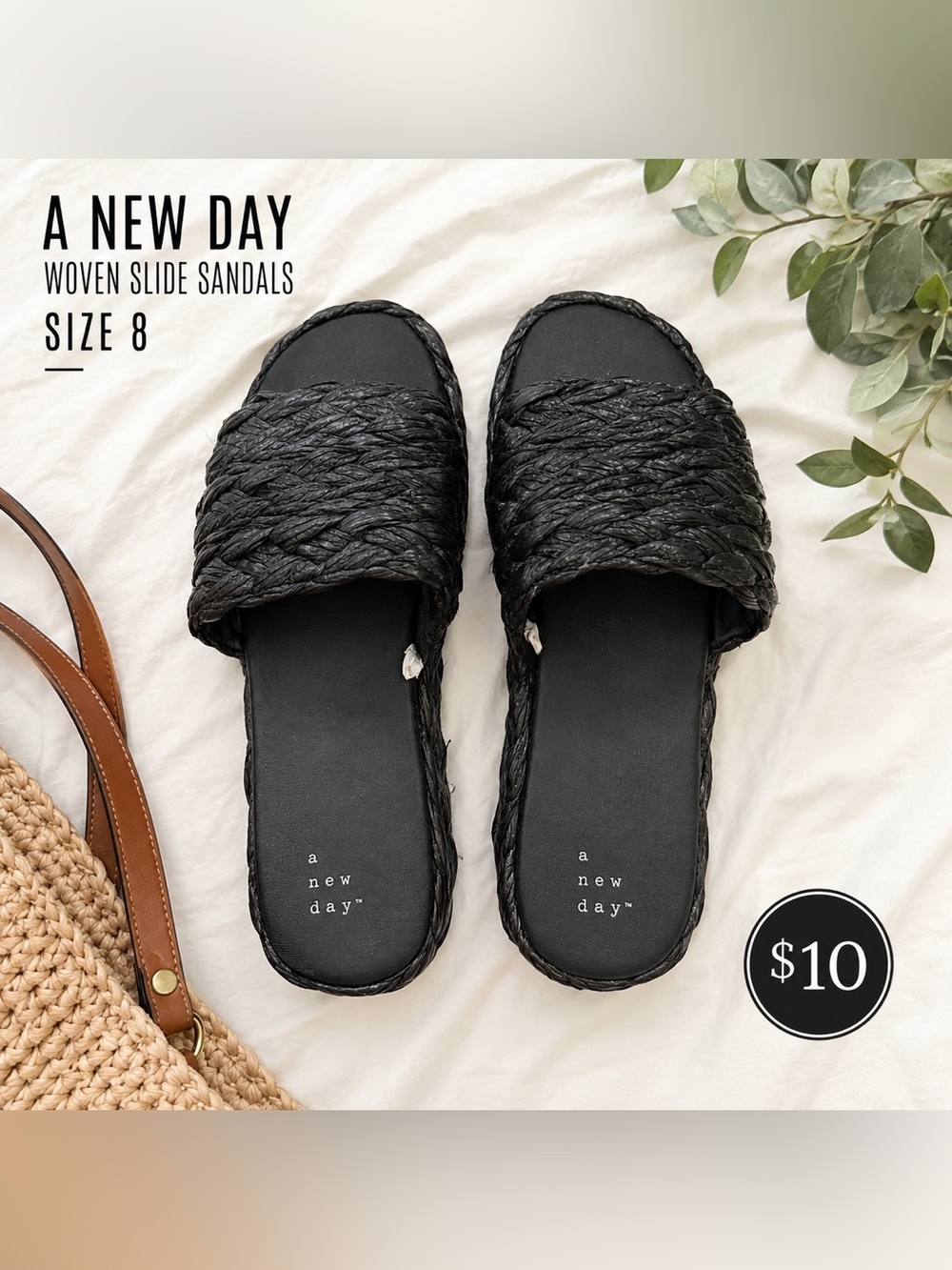 Black Woven Slide Sandals - Women's Casual Comfort